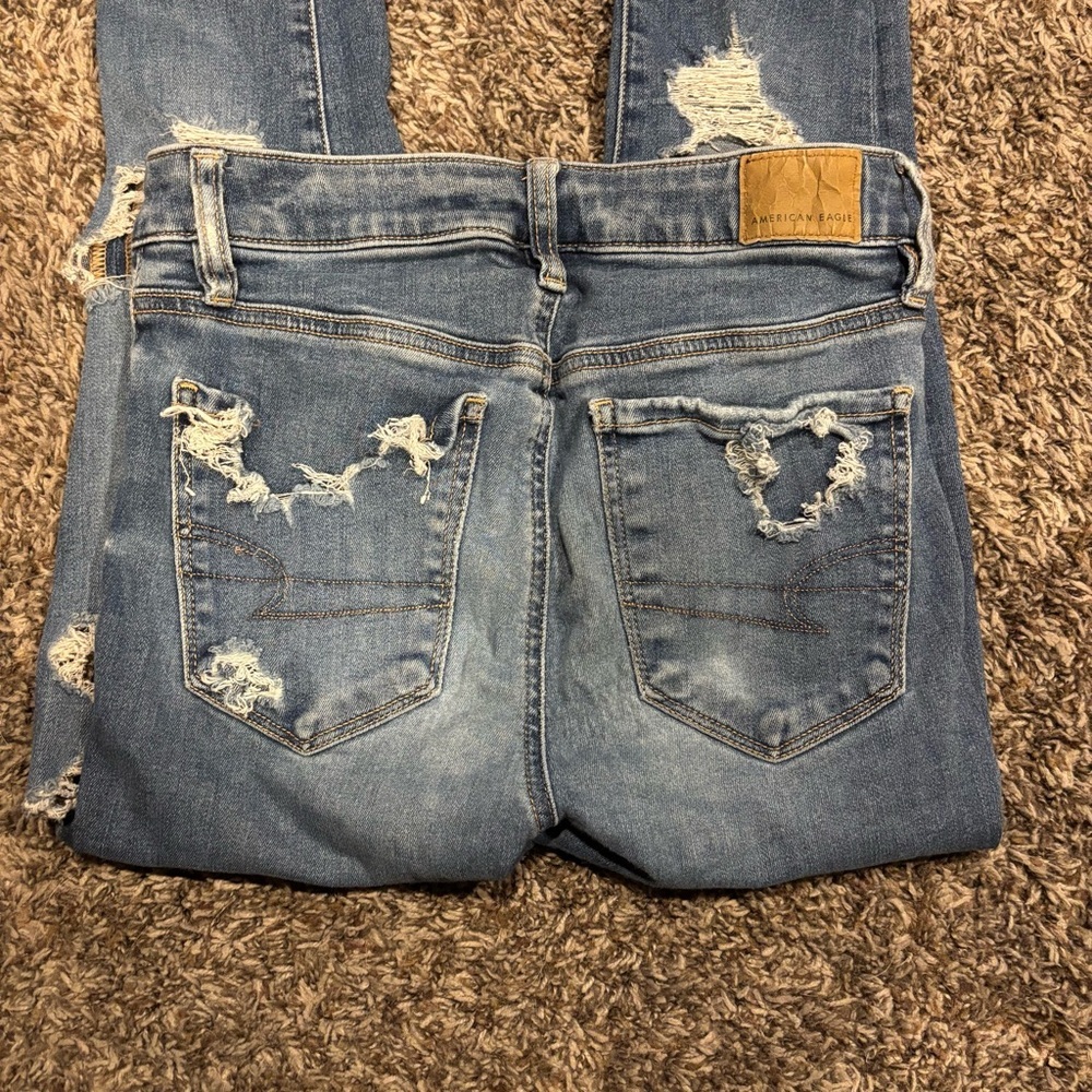 American Eagle Outfitters Light Blue Distressed Jegging Jeans